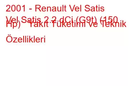 2001 - Renault Vel Satis
Vel Satis 2.2 dCi (G9t) (150 Hp) Yakıt Tüketimi ve Teknik Özellikleri