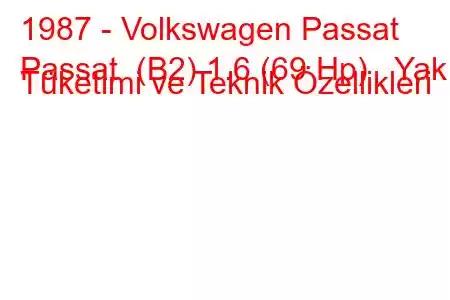 1987 - Volkswagen Passat
Passat (B2) 1.6 (69 Hp) Yakıt Tüketimi ve Teknik Özellikleri