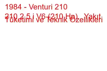 1984 - Venturi 210
210 2.5 i V6 (210 Hp) Yakıt Tüketimi ve Teknik Özellikleri