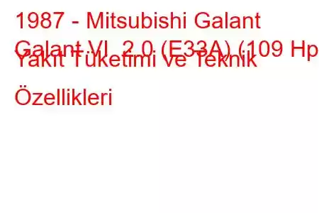 1987 - Mitsubishi Galant
Galant VI 2.0 (E33A) (109 Hp) Yakıt Tüketimi ve Teknik Özellikleri