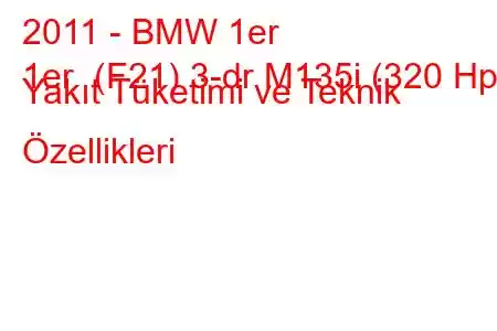 2011 - BMW 1er
1er (F21) 3-dr M135i (320 Hp) Yakıt Tüketimi ve Teknik Özellikleri