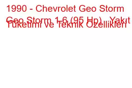 1990 - Chevrolet Geo Storm
Geo Storm 1.6 (95 Hp) Yakıt Tüketimi ve Teknik Özellikleri