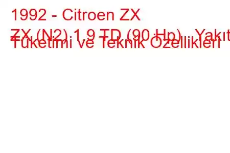 1992 - Citroen ZX
ZX (N2) 1.9 TD (90 Hp) Yakıt Tüketimi ve Teknik Özellikleri