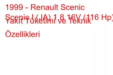 1999 - Renault Scenic
Scenic I (JA) 1.8 16V (116 Hp) Yakıt Tüketimi ve Teknik Özellikleri