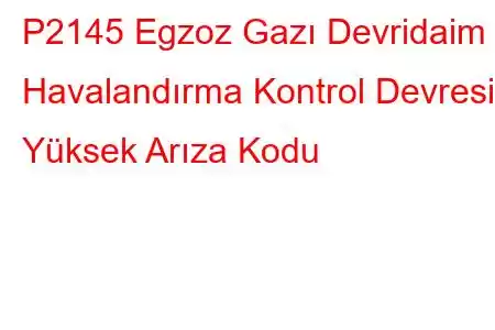 P2145 Egzoz Gazı Devridaim Havalandırma Kontrol Devresi Yüksek Arıza Kodu