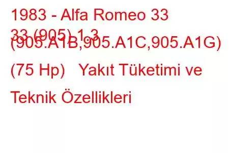 1983 - Alfa Romeo 33
33 (905) 1.3 (905.A1B,905.A1C,905.A1G) (75 Hp) Yakıt Tüketimi ve Teknik Özellikleri