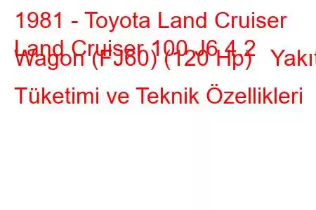 1981 - Toyota Land Cruiser
Land Cruiser 100 J6 4.2 Wagon (FJ60) (120 Hp) Yakıt Tüketimi ve Teknik Özellikleri