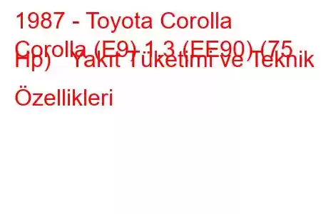 1987 - Toyota Corolla
Corolla (E9) 1.3 (EE90) (75 Hp) Yakıt Tüketimi ve Teknik Özellikleri