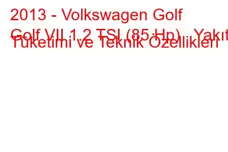 2013 - Volkswagen Golf
Golf VII 1.2 TSI (85 Hp) Yakıt Tüketimi ve Teknik Özellikleri