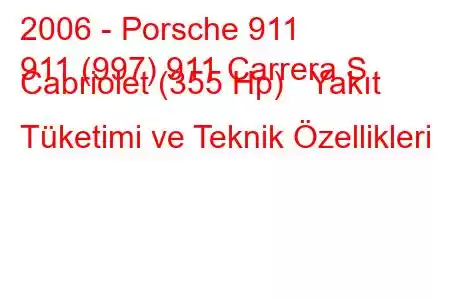 2006 - Porsche 911
911 (997) 911 Carrera S Cabriolet (355 Hp) Yakıt Tüketimi ve Teknik Özellikleri