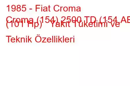 1985 - Fiat Croma
Croma (154) 2500 TD (154.AE) (101 Hp) Yakıt Tüketimi ve Teknik Özellikleri