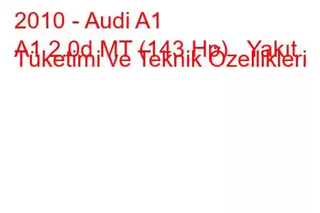 2010 - Audi A1
A1 2.0d MT (143 Hp) Yakıt Tüketimi ve Teknik Özellikleri