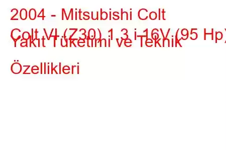 2004 - Mitsubishi Colt
Colt VI (Z30) 1.3 i 16V (95 Hp) Yakıt Tüketimi ve Teknik Özellikleri