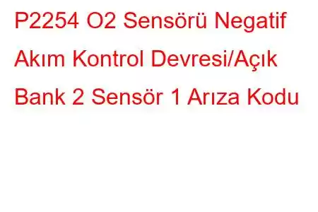 P2254 O2 Sensörü Negatif Akım Kontrol Devresi/Açık Bank 2 Sensör 1 Arıza Kodu