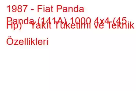 1987 - Fiat Panda
Panda (141A) 1000 4x4 (45 Hp) Yakıt Tüketimi ve Teknik Özellikleri