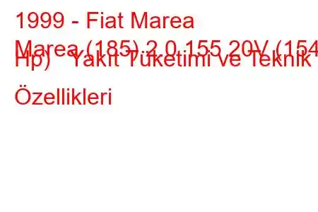 1999 - Fiat Marea
Marea (185) 2.0 155 20V (154 Hp) Yakıt Tüketimi ve Teknik Özellikleri