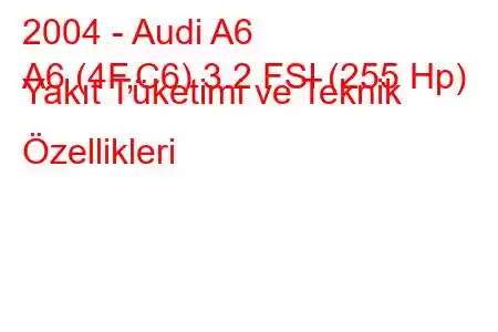 2004 - Audi A6
A6 (4F,C6) 3.2 FSI (255 Hp) Yakıt Tüketimi ve Teknik Özellikleri