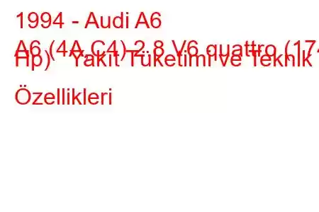 1994 - Audi A6
A6 (4A,C4) 2.8 V6 quattro (174 Hp) Yakıt Tüketimi ve Teknik Özellikleri