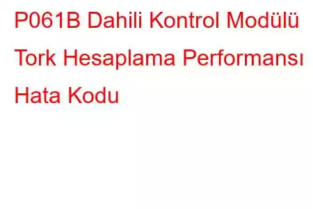 P061B Dahili Kontrol Modülü Tork Hesaplama Performansı Hata Kodu