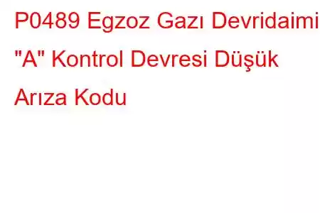 P0489 Egzoz Gazı Devridaimi 