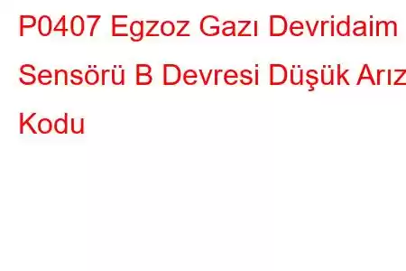 P0407 Egzoz Gazı Devridaim Sensörü B Devresi Düşük Arıza Kodu