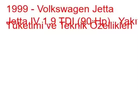 1999 - Volkswagen Jetta
Jetta IV 1.9 TDI (90 Hp) Yakıt Tüketimi ve Teknik Özellikleri