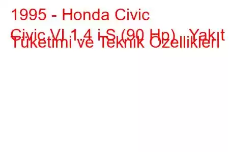 1995 - Honda Civic
Civic VI 1.4 i S (90 Hp) Yakıt Tüketimi ve Teknik Özellikleri