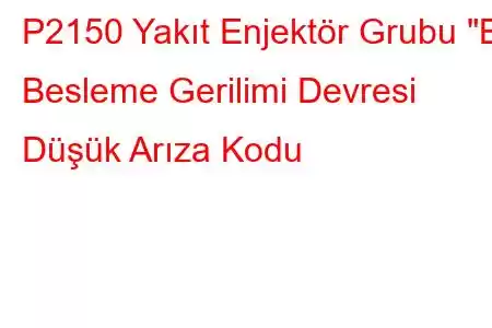 P2150 Yakıt Enjektör Grubu 