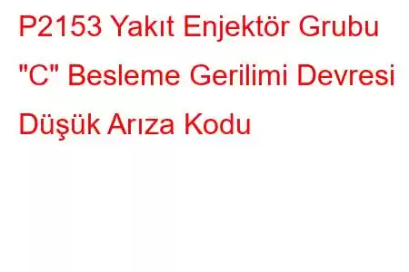 P2153 Yakıt Enjektör Grubu 