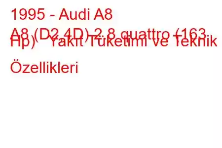 1995 - Audi A8
A8 (D2,4D) 2.8 quattro (163 Hp) Yakıt Tüketimi ve Teknik Özellikleri