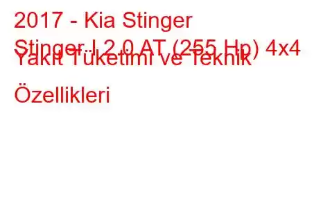 2017 - Kia Stinger
Stinger I 2.0 AT (255 Hp) 4x4 Yakıt Tüketimi ve Teknik Özellikleri