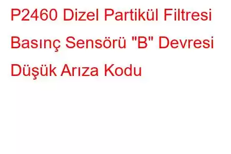 P2460 Dizel Partikül Filtresi Basınç Sensörü 