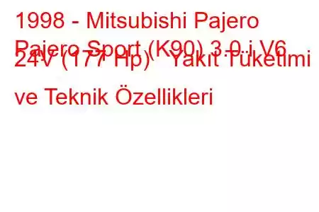 1998 - Mitsubishi Pajero
Pajero Sport (K90) 3.0 i V6 24V (177 Hp) Yakıt Tüketimi ve Teknik Özellikleri