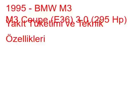 1995 - BMW M3
M3 Coupe (E36) 3.0 (295 Hp) Yakıt Tüketimi ve Teknik Özellikleri