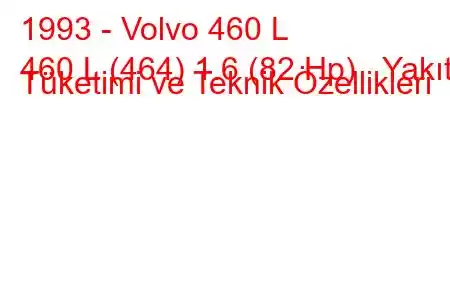 1993 - Volvo 460 L
460 L (464) 1.6 (82 Hp) Yakıt Tüketimi ve Teknik Özellikleri