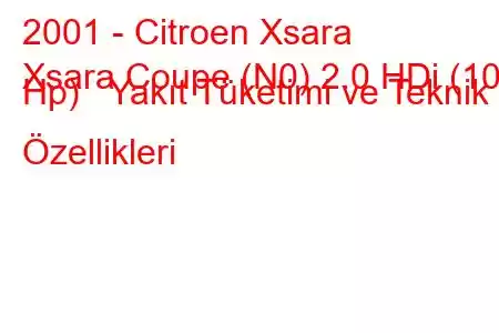 2001 - Citroen Xsara
Xsara Coupe (N0) 2.0 HDi (109 Hp) Yakıt Tüketimi ve Teknik Özellikleri