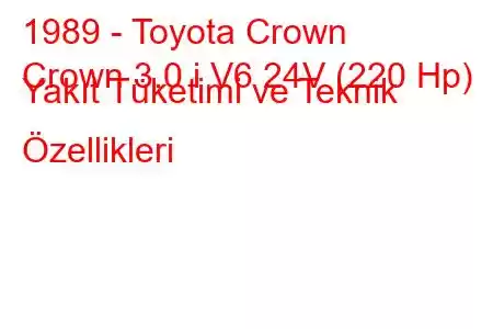 1989 - Toyota Crown
Crown 3.0 i V6 24V (220 Hp) Yakıt Tüketimi ve Teknik Özellikleri