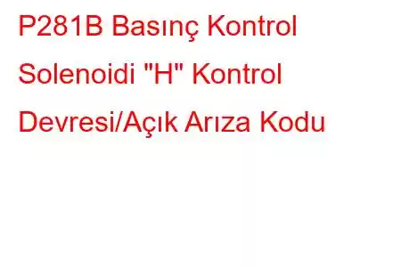 P281B Basınç Kontrol Solenoidi 