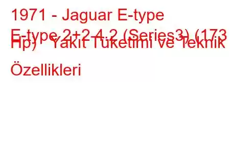 1971 - Jaguar E-type
E-type 2+2 4.2 (Series3) (173 Hp) Yakıt Tüketimi ve Teknik Özellikleri