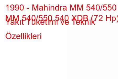 1990 - Mahindra MM 540/550
MM 540/550 540 XDB (72 Hp) Yakıt Tüketimi ve Teknik Özellikleri