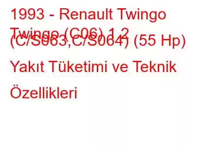 1993 - Renault Twingo
Twingo (C06) 1.2 (C/S063,C/S064) (55 Hp) Yakıt Tüketimi ve Teknik Özellikleri