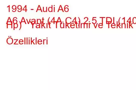 1994 - Audi A6
A6 Avant (4A,C4) 2.5 TDI (140 Hp) Yakıt Tüketimi ve Teknik Özellikleri