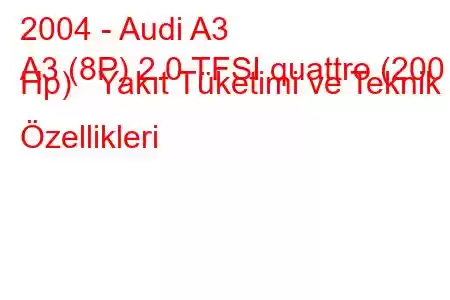 2004 - Audi A3
A3 (8P) 2.0 TFSI quattro (200 Hp) Yakıt Tüketimi ve Teknik Özellikleri