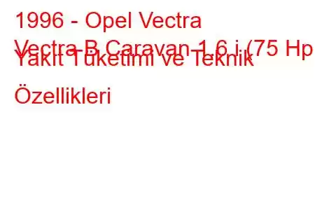 1996 - Opel Vectra
Vectra B Caravan 1.6 i (75 Hp) Yakıt Tüketimi ve Teknik Özellikleri