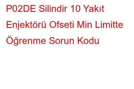 P02DE Silindir 10 Yakıt Enjektörü Ofseti Min Limitte Öğrenme Sorun Kodu