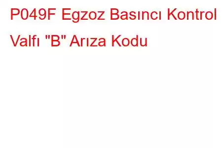 P049F Egzoz Basıncı Kontrol Valfı 