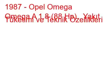 1987 - Opel Omega
Omega A 1.8 (88 Hp) Yakıt Tüketimi ve Teknik Özellikleri