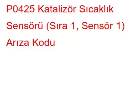 P0425 Katalizör Sıcaklık Sensörü (Sıra 1, Sensör 1) Arıza Kodu