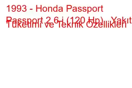 1993 - Honda Passport
Passport 2.6 i (120 Hp) Yakıt Tüketimi ve Teknik Özellikleri