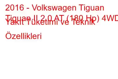 2016 - Volkswagen Tiguan
Tiguan II 2.0 AT (180 Hp) 4WD Yakıt Tüketimi ve Teknik Özellikleri